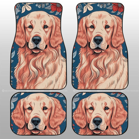 Dog Car Floor Mats Drawing Art Golden Retriever Dog Graphic Car Mats