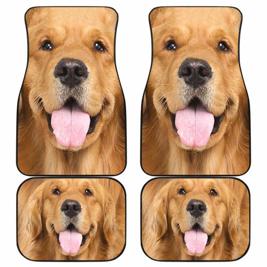 Dog Car Floor Mats Pretty Close Up Happy Face Tongue Out Golden Retriever Car Mats