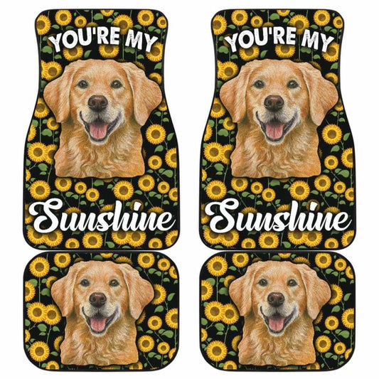 Dog Car Floor Mats Cute Golden Retriever Dog Sunflower You're My Sunshine Car Mats