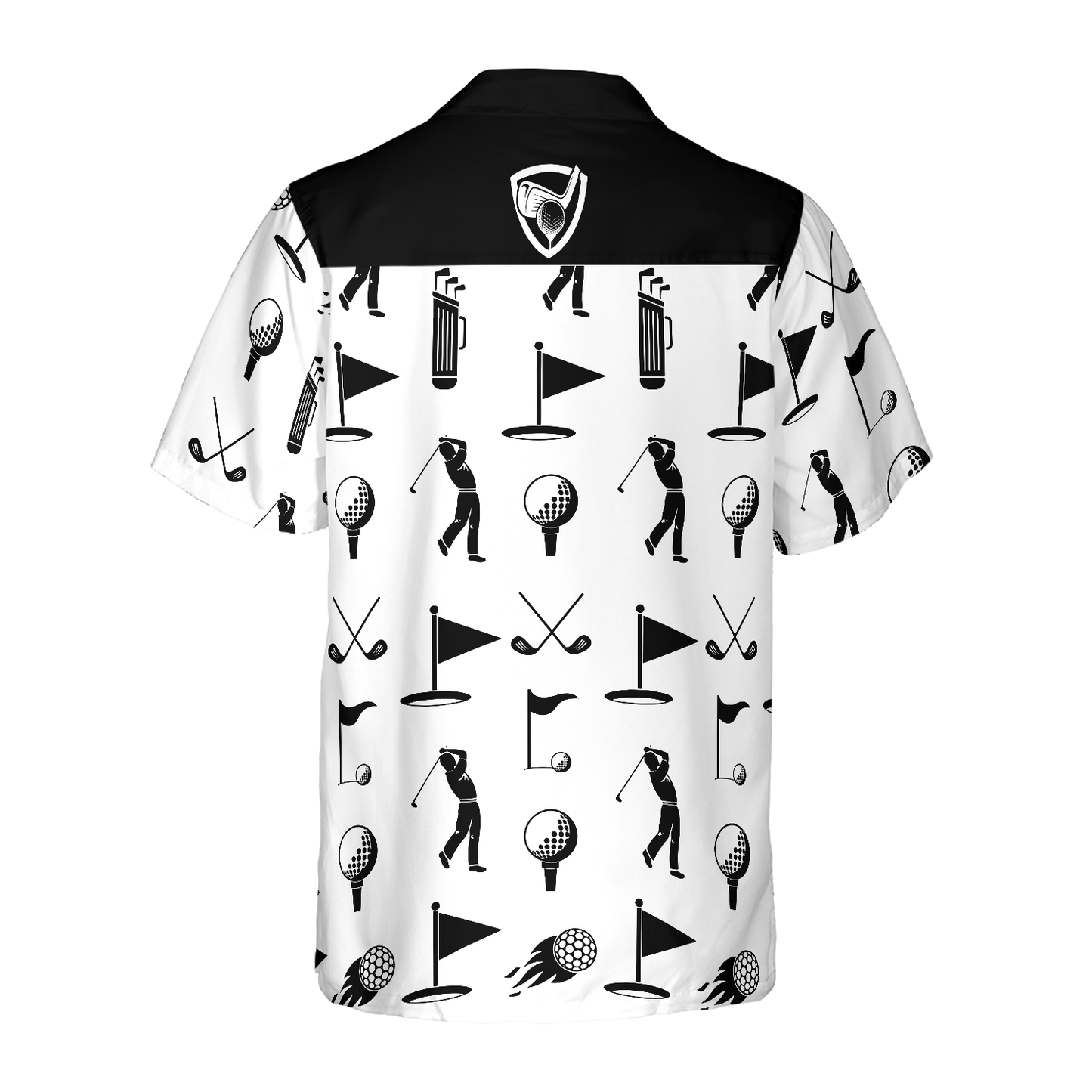 Golf Hawaii Shirt Golfer Equipments Silhouette Pattern Hawaiian Shirt Black White Unisex