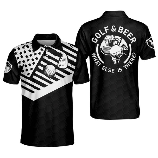 Golf Polo Shirt Golf And Beer What Else Is There Golf Shirts Black White For Men