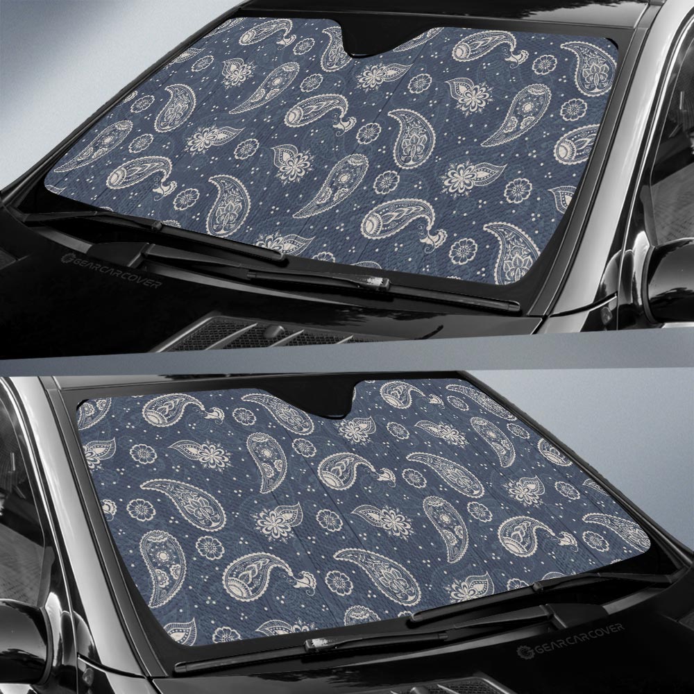Grey Paisley Pattern Car Sunshade Custom Car Accessories