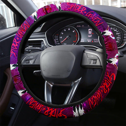 Spiderman Steering Wheel Cover Gwen Spider Girl Spider Man Driving Wheel Cover Purple Red