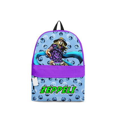 Jojo’s Bizarre Adventure Backpack Gyro Zeppeli Character Graphic Symbol Backpacks Purple Blue