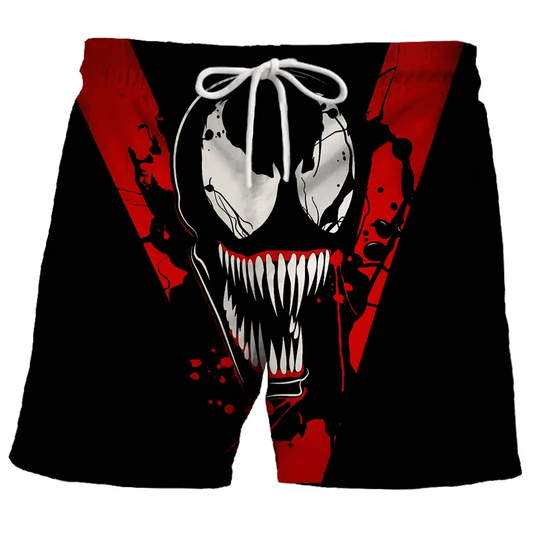 Venom Shorts Venom Face Graphic Graphic Beach Shorts Black Red