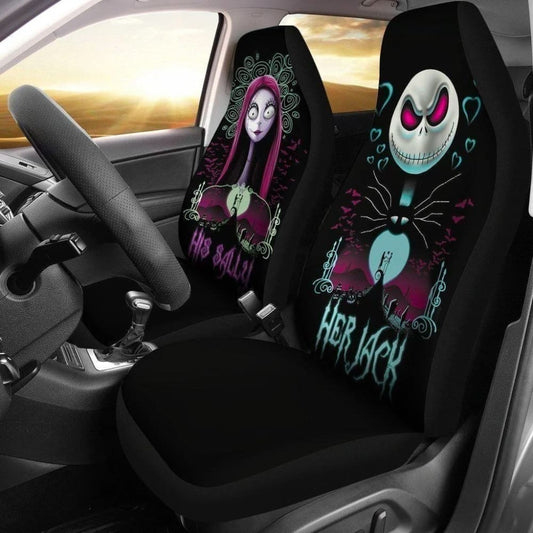 TNBC Car Seat Covers Her Jack His Sally Nightmare Before Christmas Seat Covers Black