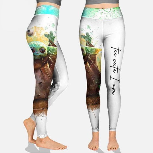 SW Leggings Baby Yoda Art Style Too Cute I Am High Waisted Legging White For Women