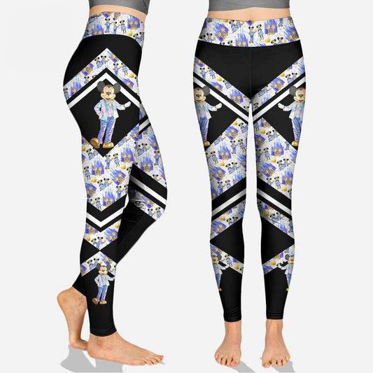 MM Leggings DN Castle MM Graphic Pattern High Waisted Legging Black Blue For Women