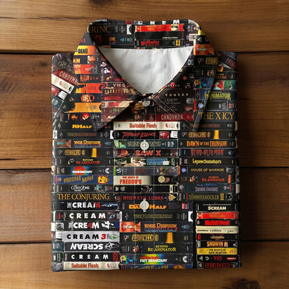 Horror Tape Stack Hawaiian Shirt - Gifts For Horror Lovers 01huti270526