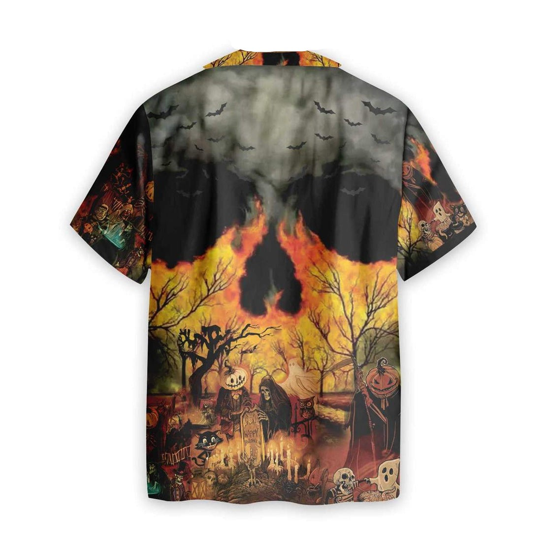 Halloween Hawaii Shirt Party At Halloween Night Hawaiian Shirt Black Orange Unisex
