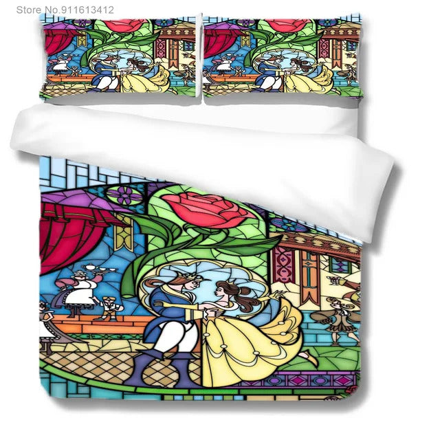 Beauty And The Beast Bedding Set Beauty And The Beast Stained Glass Duvet Covers Colorful Unique Gift