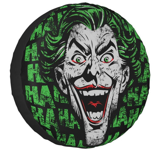 Joker Spare Tire Cover DC Cartoon Joker Laughing Haha Pattern Tire Covers Green White