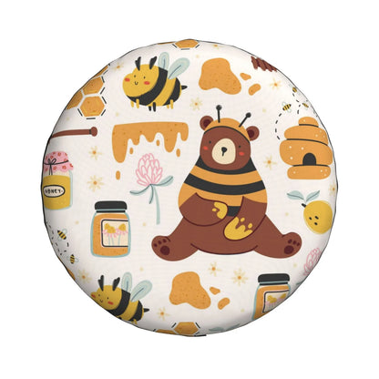 Bear Spare Tire Cover Cute Bee Honey Jar Hive Bear Tire Covers White Ywellow