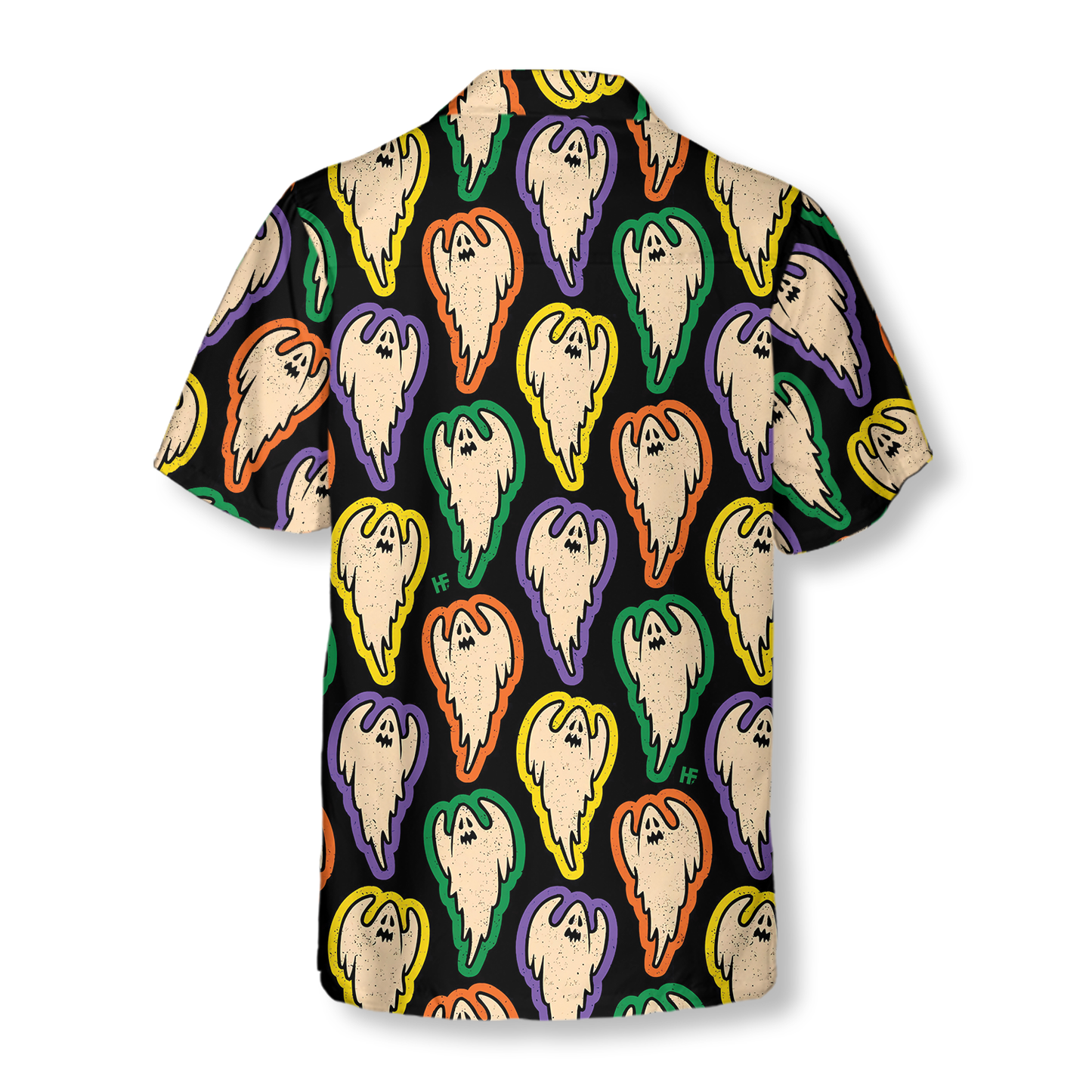 Halloween Hawaii Shirt Cartoon Halloween Ghosts Pattern Hawaiian Shirt Colorful Unisex