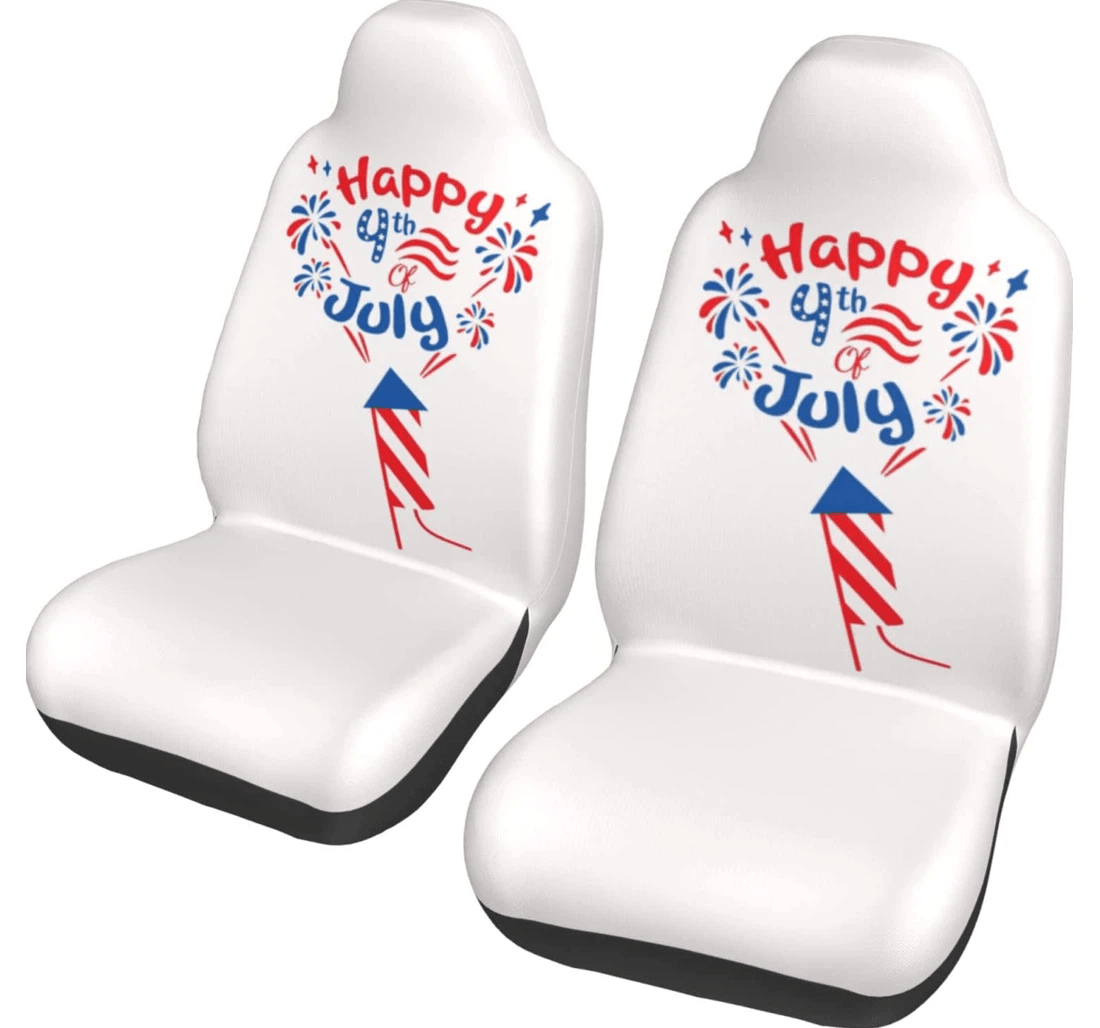 4th Of July Car Seat Covers Happy 4th Of July Fireworks Seat Covers White