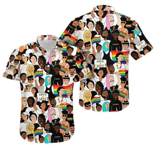 LGBT Hawaii Shirt LGBT Parade Pride Month Support Hawaiian Shirt White Brown Unisex