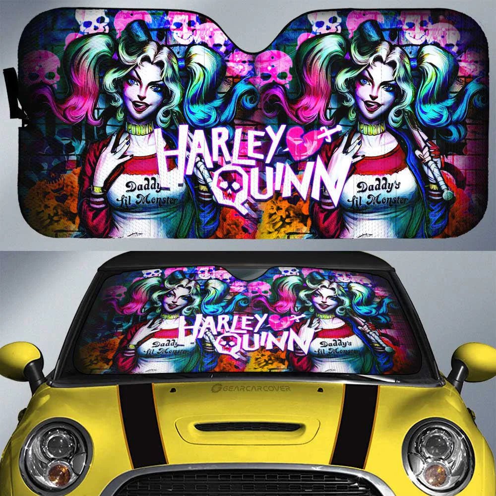 Harley Quinn Car Sun Shade Harley Quinn Suicide Squad Anime Style Winshield Sun Shade Colorful