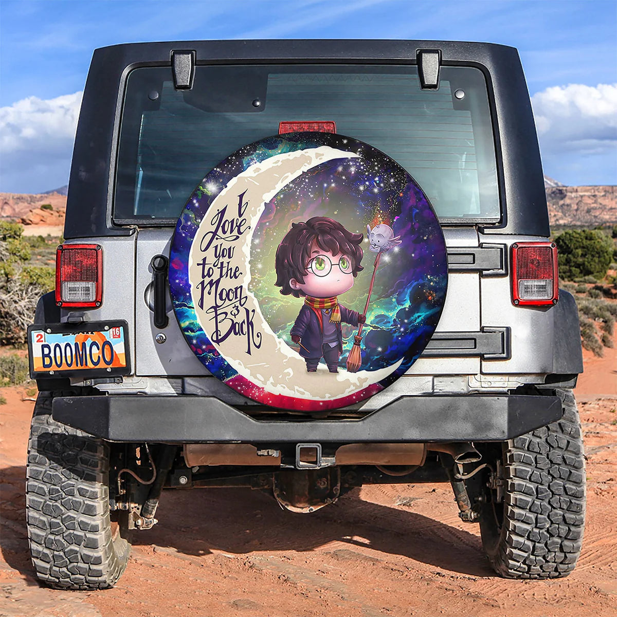 HP Spare Tire Cover HP Chibi Love You To The Moon Tire Covers Colorful