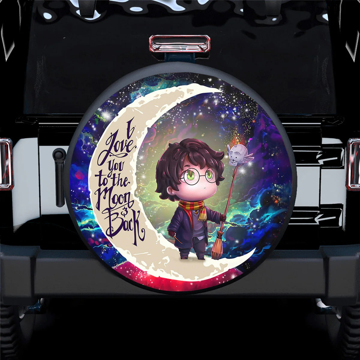 HP Spare Tire Cover HP Chibi Love You To The Moon Tire Covers Colorful