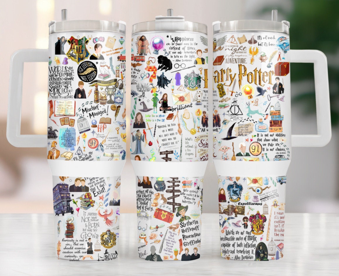 HP 40 Oz Tumbler HP Quotes Items Characters Pattern Tumbler 40 Oz Colorful