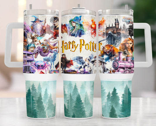 HP 40 Oz Tumbler HP Characters Magical Creatures Art Tumbler 40 Oz Colorful