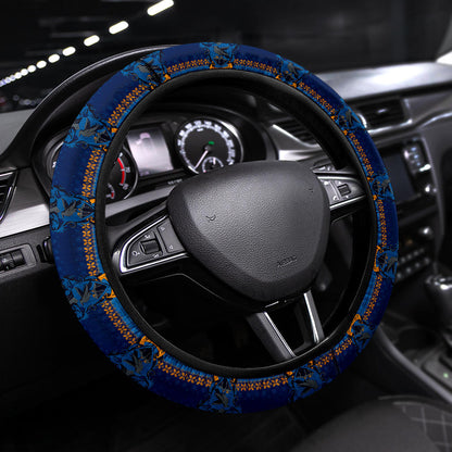 HP Steering Wheel Cover HP Ravenclaw Symbol Christmas Pattern Driving Wheel Cover Blue