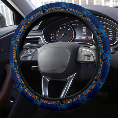 HP Steering Wheel Cover HP Ravenclaw Symbol Christmas Pattern Driving Wheel Cover Blue