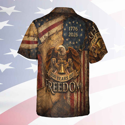 250 Years of Freedom 1776-2026 Hawaiian Shirt, Patriotic Eagle Liberty Bell USA Flag AOP Hawaii Shirt 685138