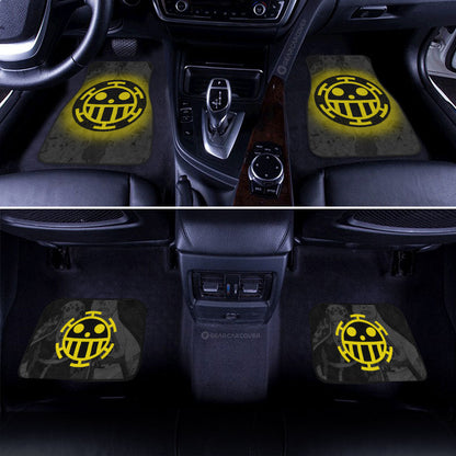 One Piece Car Mats Heart Pirate Symbol Manga Pattern Car Floor Mats Black Yellow