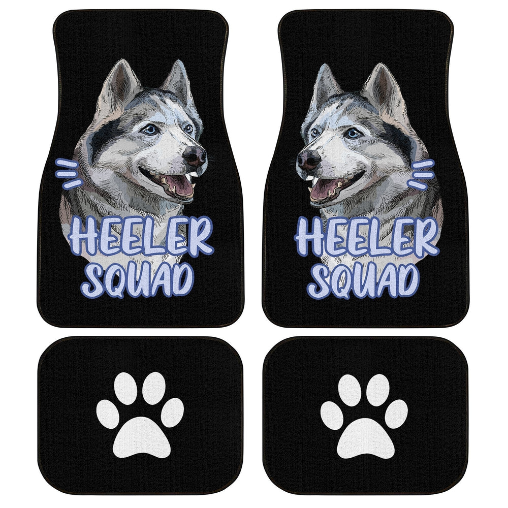 Dog Car Floor Mats Cute Heeler Squad Husky Dog Pawprint Pattern Car Mats