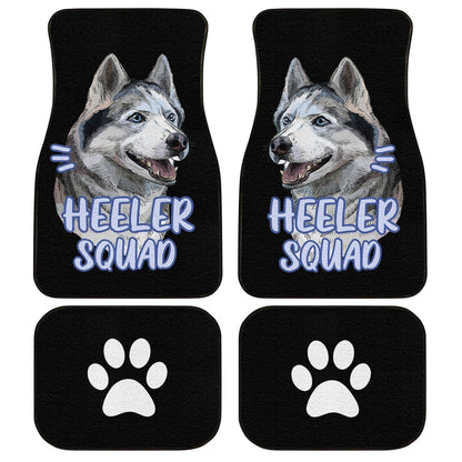 Dog Car Floor Mats Cute Heeler Squad Husky Dog Pawprint Pattern Car Mats