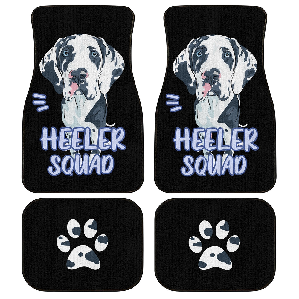 Dog Car Floor Mats Cute Heeler Squad Great Dane Dog Pawprint Pattern Car Mats