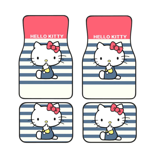 Hello Kitty Car Mats Hello Kitty Sitting Stripes Pattern Car Floor Mats White Pink