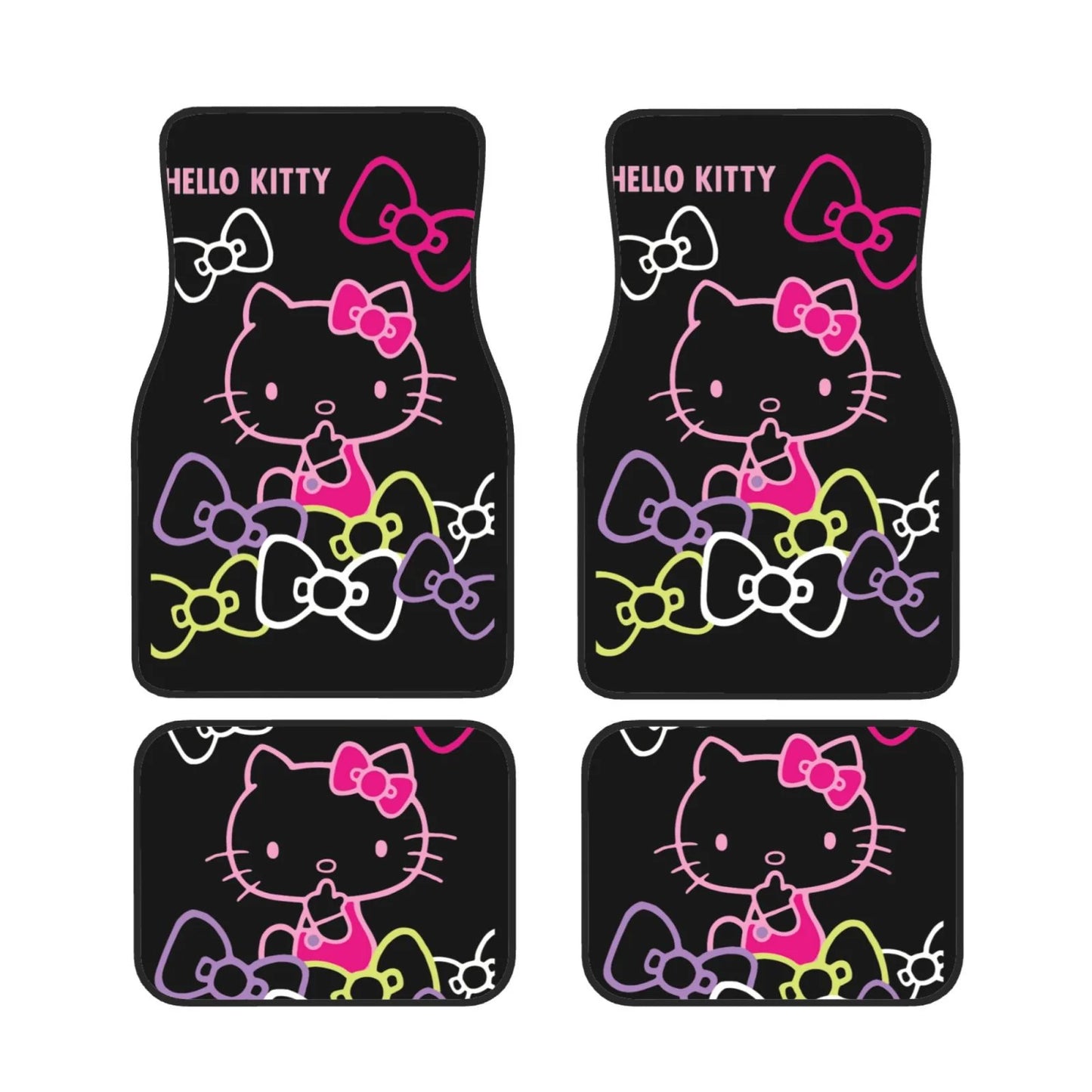 Hello Kitty Car Mats Hello Kitty Silhouette Bowtie Pattern Car Floor Mats Black Pink