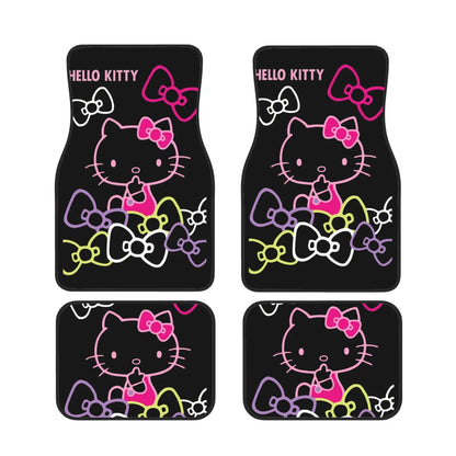 Hello Kitty Car Mats Hello Kitty Silhouette Bowtie Pattern Car Floor Mats Black Pink
