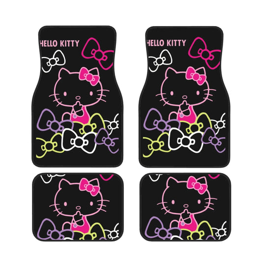 Hello Kitty Car Mats Hello Kitty Silhouette Bowtie Pattern Car Floor Mats Black Pink