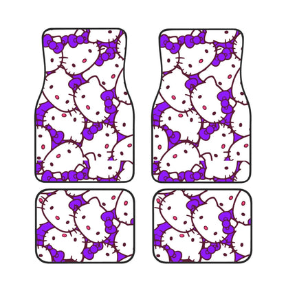 Hello Kitty Car Mats Purple Bowtie Hello Kitty Doodle Pattern Car Floor Mats White