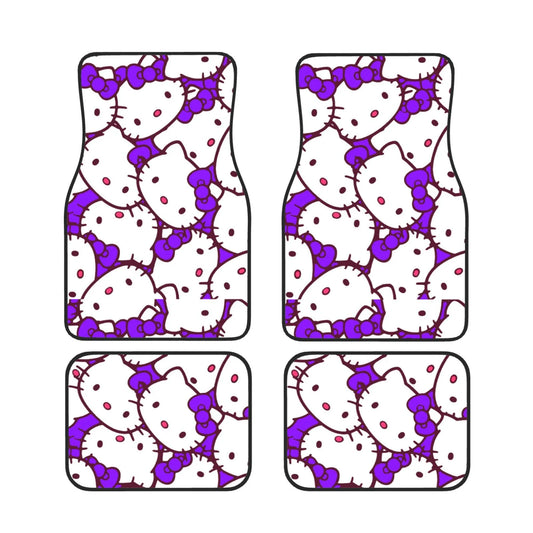 Hello Kitty Car Mats Purple Bowtie Hello Kitty Doodle Pattern Car Floor Mats White