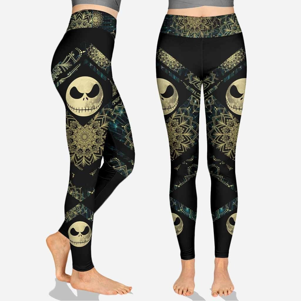 TNBC Leggings Jack Skellington Mandala Pattern High Waisted Legging Black Yellow For Women