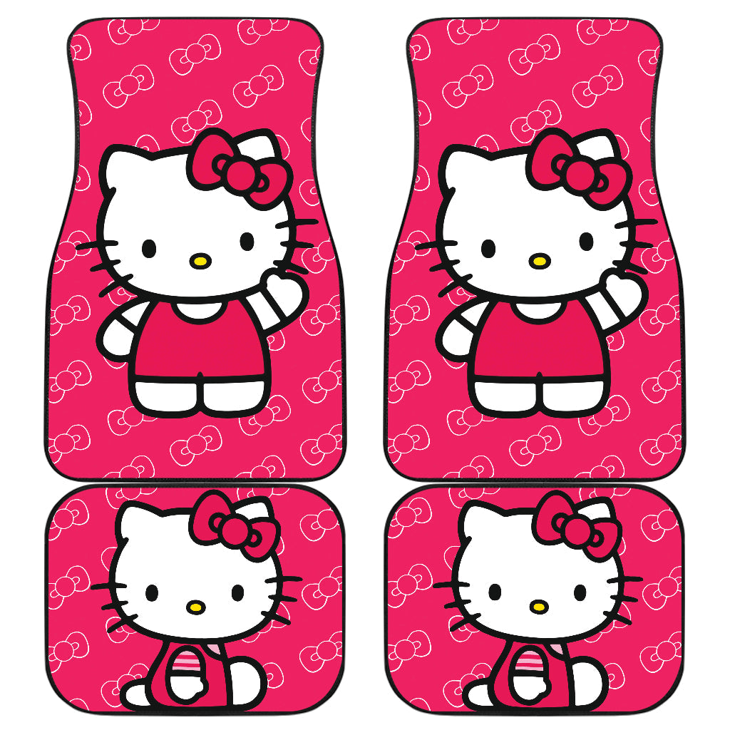 Hello Kitty Car Mats Hello Kitty Waving Graphic Bowtie Pattern Car Floor Mats Pink