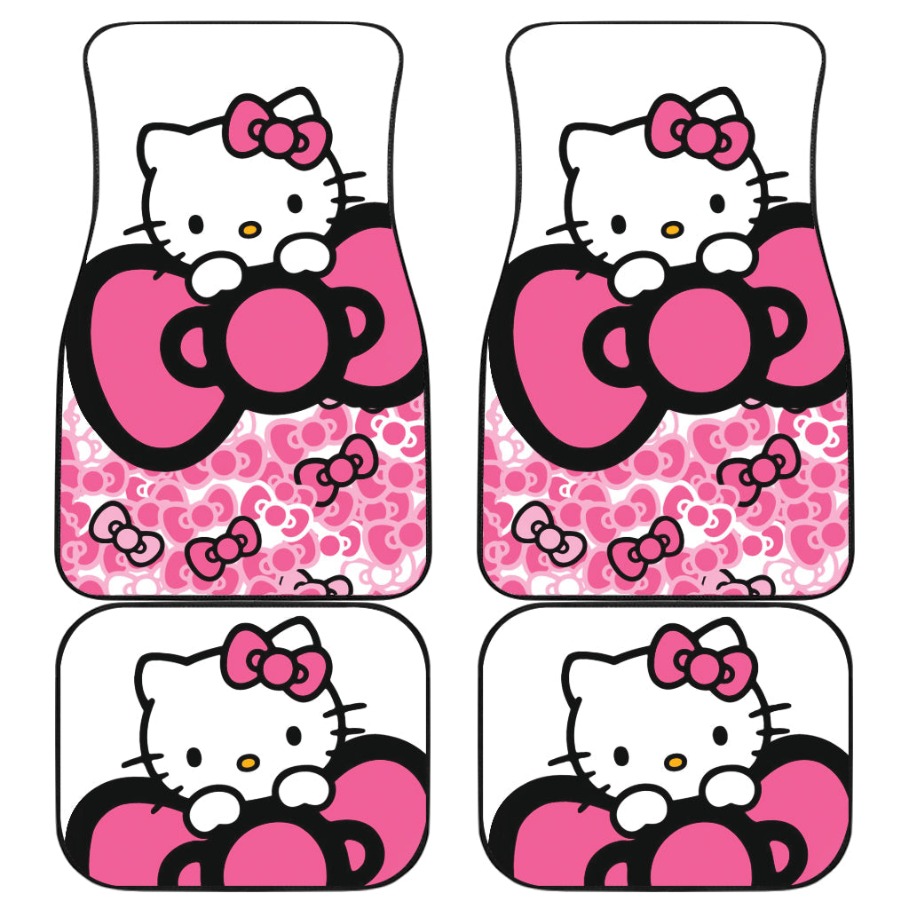 Hello Kitty Car Mats Cute Hello Kitty Bowtie Doodle Pattern Car Floor Mats Pink White