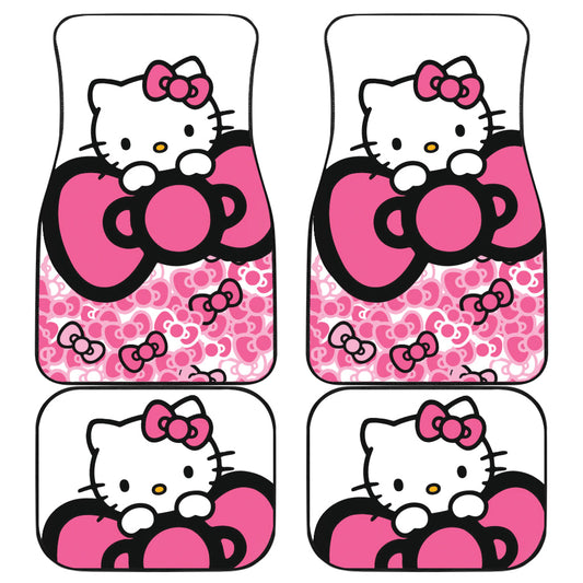 Hello Kitty Car Mats Cute Hello Kitty Bowtie Doodle Pattern Car Floor Mats Pink White