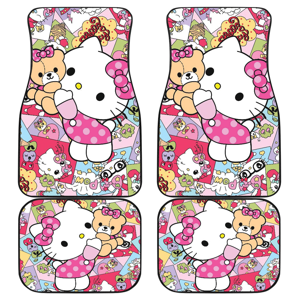 Hello Kitty Car Mats With Cutie Bear Doodle Pattern Car Floor Mats Colorful