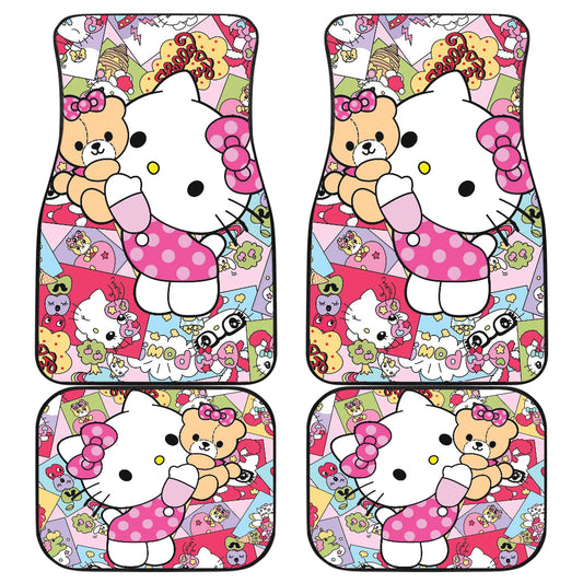 Hello Kitty Car Mats With Cutie Bear Doodle Pattern Car Floor Mats Colorful