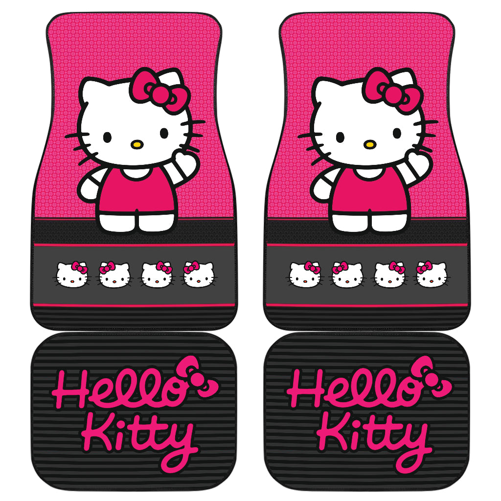 Hello Kitty Car Mats Hello Kitty Waving Hands Face Pattern Car Floor Mats Black Pink