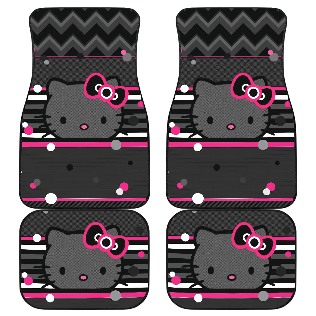 Hello Kitty Car Mats Hello Kitty Face Graphic Dot Pattern Car Floor Mats Gray