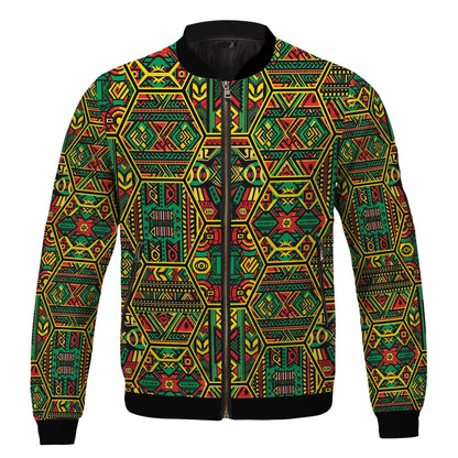 Africa Americans Bomber Jacket Hexagon Tribal African Patterns Bomber Colorful Unisex