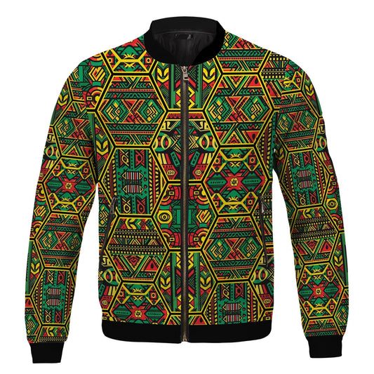 Africa Americans Bomber Jacket Hexagon Tribal African Patterns Bomber Colorful Unisex