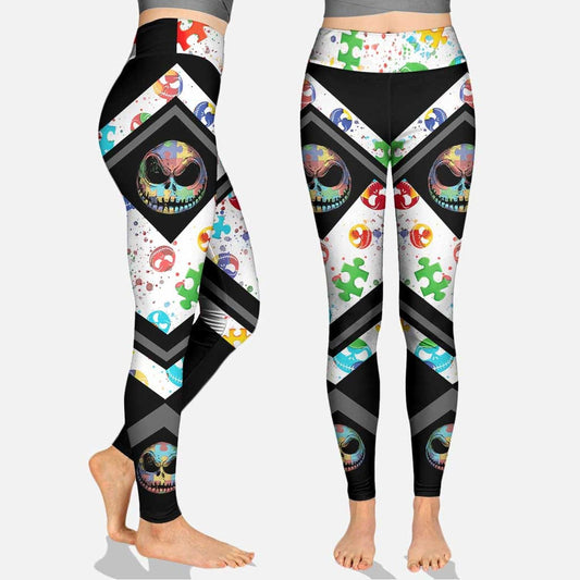 TNBC Leggings Jack Skellington And Puzzle Pieces High Waisted Legging Black For Women