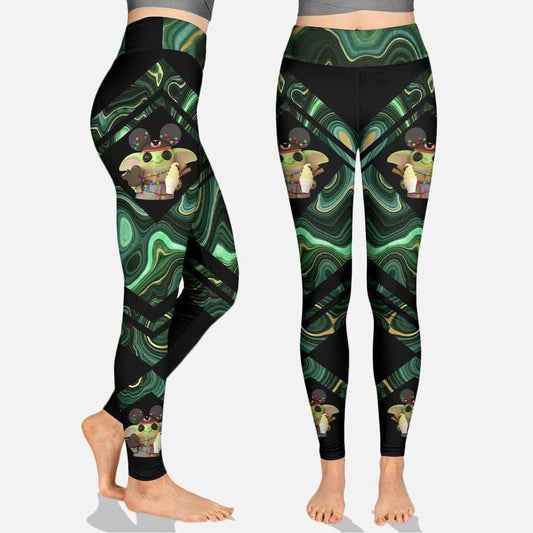 SW Leggings Baby Yoda With Mouse Ear High Waisted Legging Black Green For Women